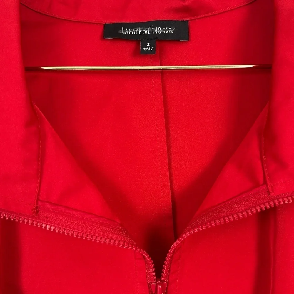 Lafayette New York 148 Larissa Zip Sheath Dress in Red Size 2